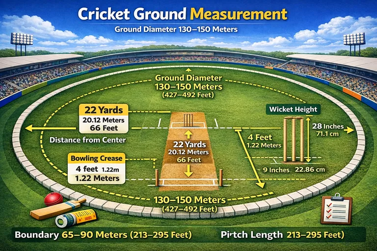 cricket ground measurement with diagram