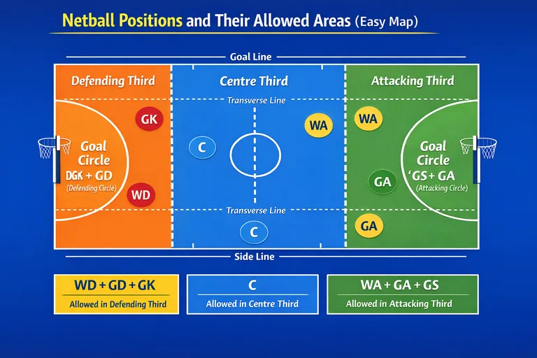 Netball Positions and Their Allowed Areas