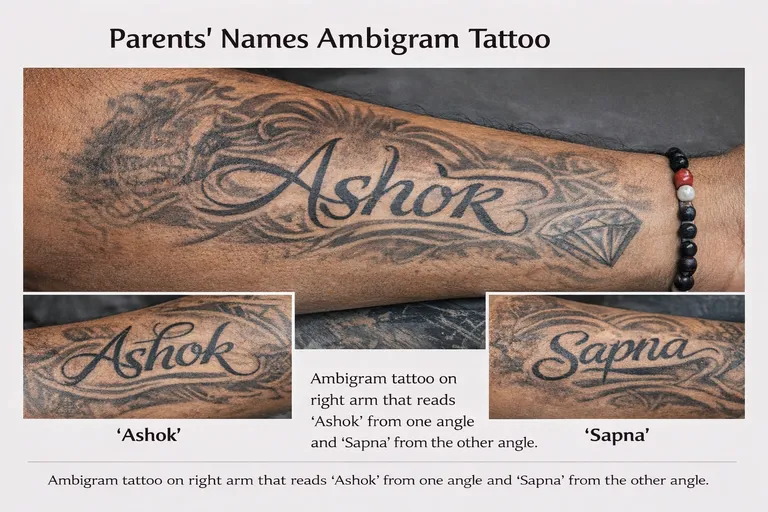 Parents’ Names Ambigram Tattoo