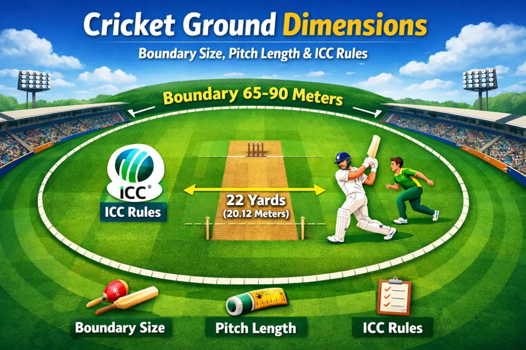 Cricket Ground Dimensions: Boundary Size, Pitch Length & ICC Rules