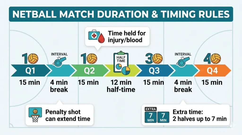 Netball Match Duration, Quarters & Timing Rules (Full Guide)