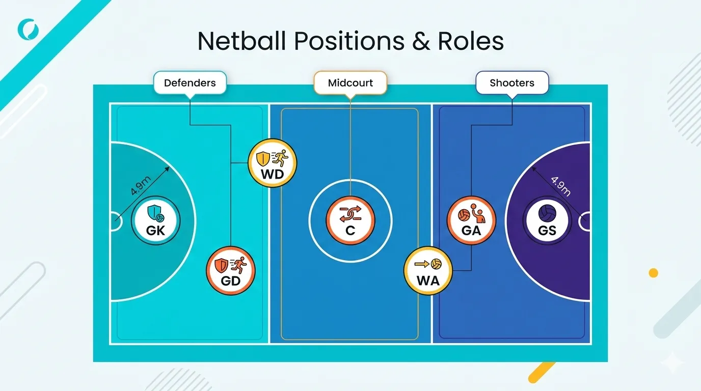Netball Positions Explained Roles Of GS GA WA C WD GD GK Netball Positions Explained Roles Of GS GA WA C WD GD GK